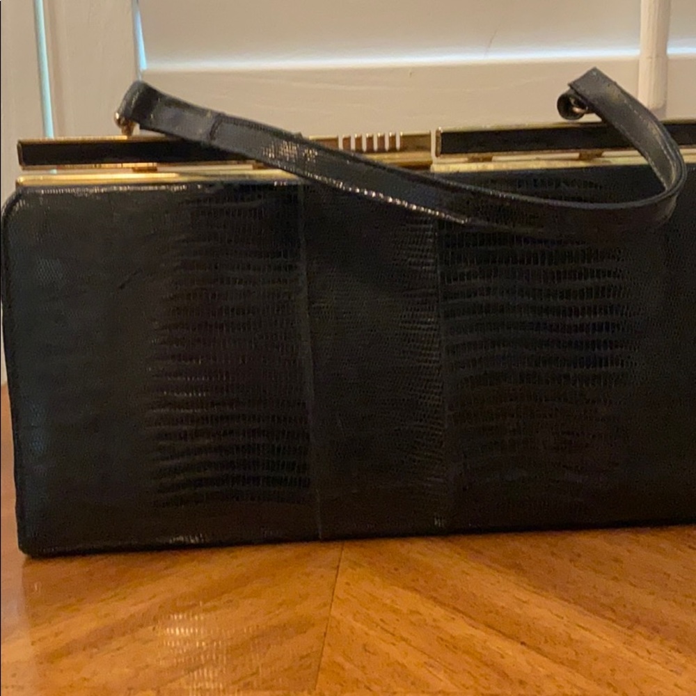 Black leather hand bag